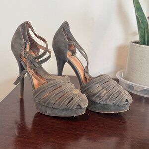 Joie Rexanne Gray Suede Platform Heels